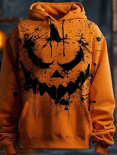  Kürbis Herren Modisch 3D-Druck Hoodie Sweatshirt Kapuze Halloween Hoodies Orange Mit Kapuze Tasche 3D-Druck Herbst Winter Designer Kapuzenpullover