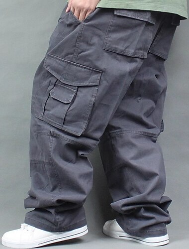  Men's Cargo Pants Tactical Pants Trousers Buttons Elastic Waist Multi Pocket Plain Wearable Outdoor Daily Camping & Hiking Casual Big and Tall Black Yellow