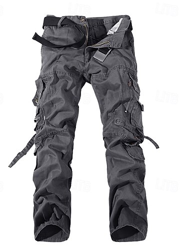  男性用 カーゴパンツ タクティカルパンツ ズボン ボタン マルチポケット 平織り 耐久性 アウトドア 日常 キャンピング＆ハイキング ファッション クラシック アーミーグリーン リーフグリーン