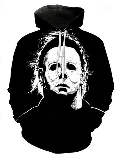  Хэллоуин фильм ужасов Майкл Майерс Толстовка Pullover Аниме 3D Передний карман Графический Назначение Для пары Муж. Жен. Взрослые Хэллоуин Карнавал Маскарад 3D печать Для вечеринок На каждый день