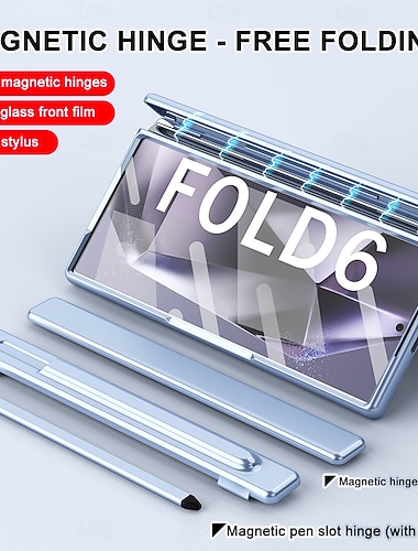 telefone Capinha Para Samsung Galaxy Dobra Z 7 Dobra Z 6 Z Fold 5 Z Fold 4 Z Fold 3 Capa traseira e protetor de tela Magnética Proteção de corpo inteiro Retro Armadura PC