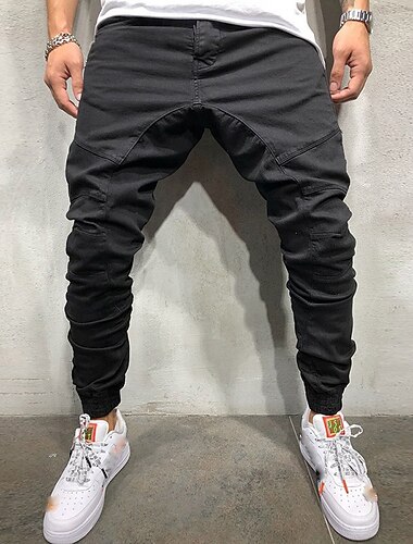  Men's Cargo Pants Joggers Tactical Pants Trousers Buttons Multi Pocket Elastic Cuff Plain Wearable Outdoor Daily Camping & Hiking Fashion Classic Black Green