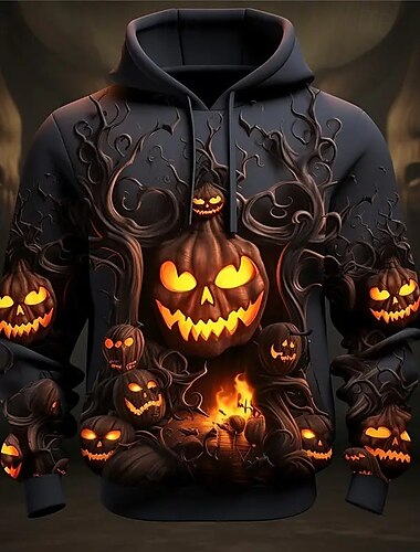  Halloween Zucca Felpa con cappuccio Pullover Manga 3D Tasca frontale Grafica Per Da coppia Per uomo Per donna Per adulto Halloween Carnevale Mascherata Stampa 3D Feste Casual / quotidiano