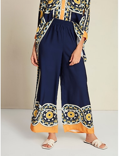  satin casual maxi byxor med vida ben