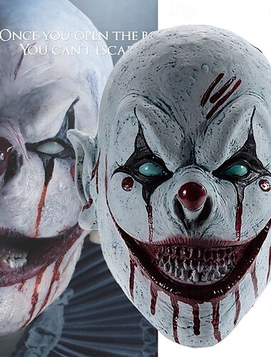  Payaso asesino Payaso malvado Máscara Accesorios de Halloween Adulto Hombre Mujer Horror Disfraz de miedo Víspera de Todos los Santos Víspera de Todos los Santos Carnaval Disfraz de carnaval fácil