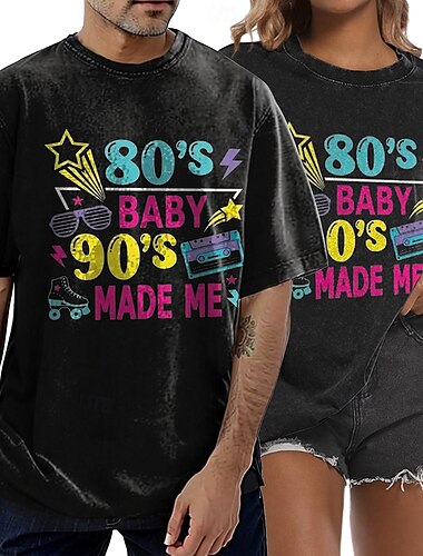 Retro Vintage 1970er Baumwoll T-Shirt Unisex 70er 80er 90er Party lässiges Alltags T-Shirt oversized säuregewaschenes T-Shirt