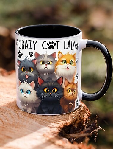  crazy cat lady mug - מתנת יום הולדת מושלמת לאוהבי חתולים - כוס קפה קרמיקה 11oz לחובבי חתולים