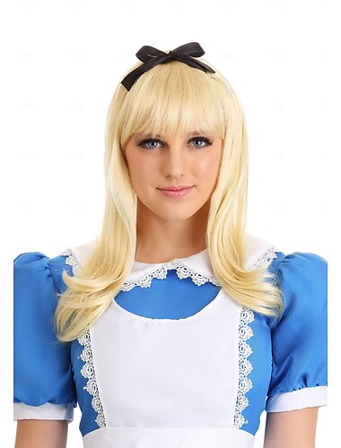  Fantasia Divertida Peruca Clássica Loira de Alice no País das Maravilhas Perucas de Halloween Padrão