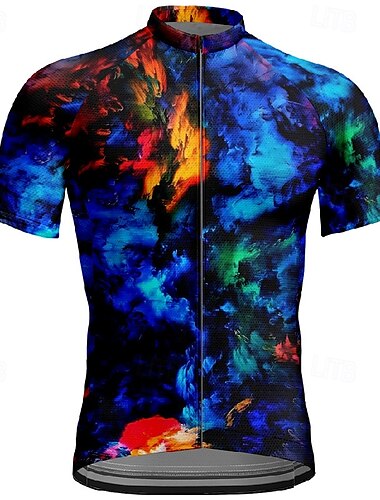  Bărbați Jersey de ciclism Manșon scurt Bicicletă Tricou Tee Jerseu cu 3 buzunare spate Ciclism montan Respirabil Uscare rapidă Proiectare anatomică Wicking Bleumarin Albastru Gradiant Sport