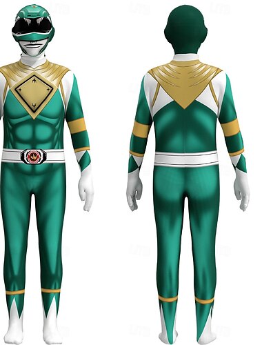  Mächtige Morphin Power Rangers Tommy Oliver Cosplay Kostüm Overall Cosplay Film Cosplay for Herren Damen Jungen Kinder Erwachsene Karneval Maskerade Veranstaltung / Fest Maskerade
