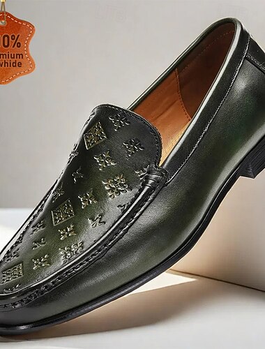  Homens Mocassins e Slip-Ons Mocassins Clássicos Couro Pele Respirável Confortável Antiderrapante Mocassim Preto Verde Outono Inverno