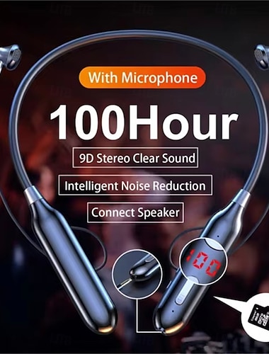  100 часов музыки беспроводные Bluetooth-наушники 9D с мощным басом внутриканальная спортивная гарнитура с шейным ободом и выходным микрофоном