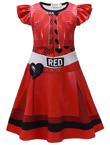  Kids Red Queen of Hearts Φορέματα Στολές Στολές Ηρώων for Κοριτσίστικα Παιδικά Απόκριες Μασκάρεμα Επίδοση Πάρτι / Βράδυ