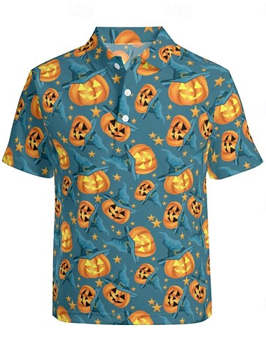  Halloween Skelett Totenkopf Kürbis Hawaii-Hemden Aloha-Hemd Bedruckt Für Herren Erwachsene Halloween Karneval Maskerade 3D-Druck Party Halloween