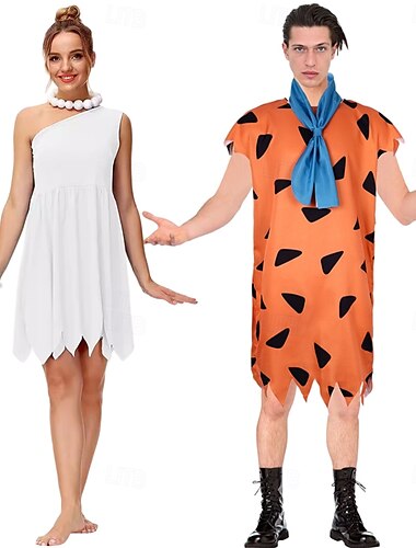  Pierrafeu Winifred Wilma Costume de carnaval Costume Déguisements de couple de groupe d'Halloween Adulte Homme Femme Déguisement drôle Fête / Soirée Halloween Carnaval Mascarade Costume de carnaval