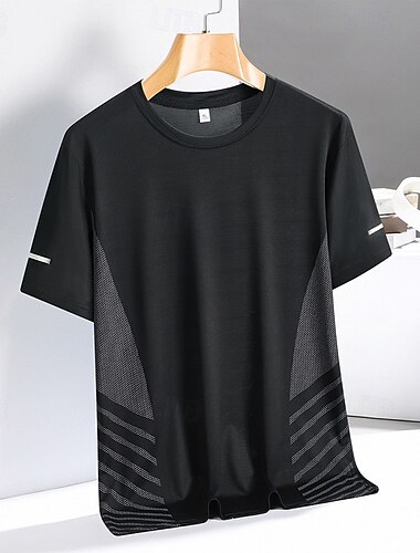  Męskie Podkoszulek Krótki rękaw Półgolf Tee Tshirt Koszulka z mięśniami Koszulka z krótkim rękawkiem Na wolnym powietrzu Szybkie wysychanie Trening Miękka Poliester Niejednolita całość Czarny Biały