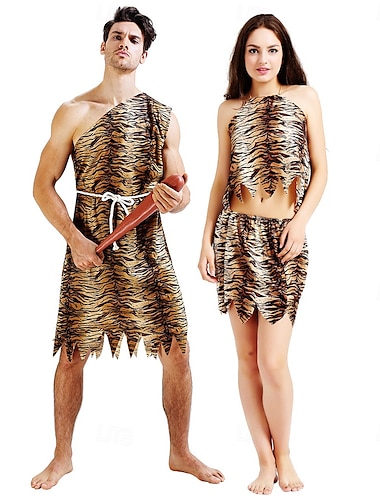  couples europe occidentale et états-unis flintman costume indigène amoureux peau de tigre sauvage costume original costume de spectacle drôle