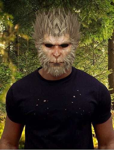  Svart myt: Wukong Monkey King Mask Halloween Rekvisita Vuxna Herr Rolig Läskig kostym Halloween Karnival Lätt karnevalsdräkt
