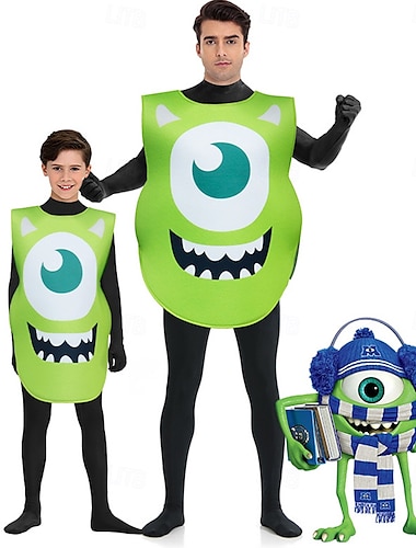  Monsters Inc. Mike Costume de carnaval Costumes de famille de groupe d'Halloween Adultes Enfants Homme Femme Garçon Déguisement drôle Utilisation Tenue de soirée Mascarade Costume de carnaval facile