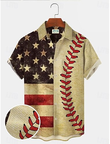  رجالي بحري قميص زر حتى القميص كم قصير عتيق موضة مصمم فضفاض الأماكن المفتوحة مناسب للعطلات الصيف الربيع طوي طباعة زر أسفل أزرق أبيض أصفر أخضر فاتح وردي بلاشيهغ