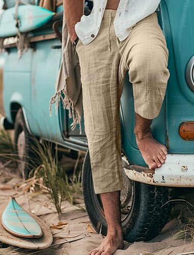  Hombre Pantalón corto Pantalones cortos de verano Pantalones Capri Correa Cintura elástica Plano Comodidad Transpirable Medio corto Exterior Diario Noche Elegante Casual Verde grisáceo Negro