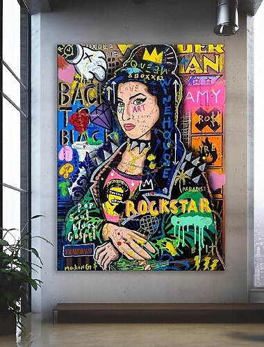  Graffiti-Kunst-Gemälde, handgemaltes Fred Feuerstein-Gemälde, 100 % handgemaltes Graffiti-Kunst-Pop-Art-Gemälde, Wanddekoration, Street-Art-Gemälde für Wohnzimmer, Büro-Wandkunst, Cartoon-Ölgemälde
