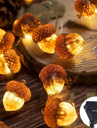  4m 40led Solar Kirschblüte Pilz Haselnuss Kupferdraht Lichterkette Outdoor wasserdicht Weihnachten Thanksgiving Garten Party Balkon Heimdekoration