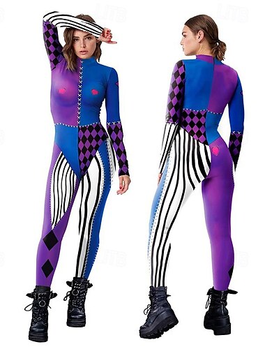  Selbstmordkommando Joker: Folie à Deux Harley Quinn Clownsmaske Clown Faschingskostüme Kostüm Erwachsene Damen Cosplay Party Maskerade Einfaches Karnevalskostüm