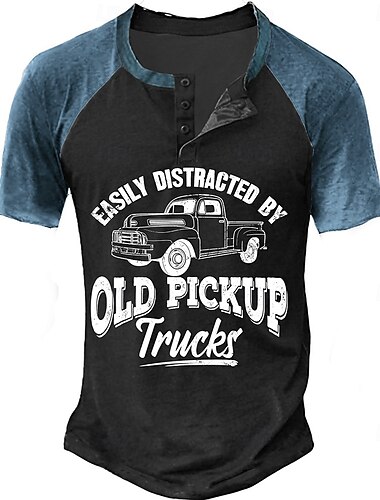  Homme Halloween Automatique Des lettres Chemise Henley Shirt manche longue Print du quotidien Casual du quotidien Printemps & Automne Jaune Bleu Vert Henley T-shirt Henley