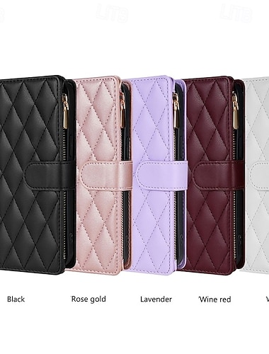  telefono Custodia Per Samsung Galaxy S25 S24 S23 S23 FE S22 S21 Ultra Plus A55 5G A35 5G A25 A15 Custodia Portafoglio Magnetico Cerniera con Cordino Retrò Motivo Geometrico TPU Pelle PU