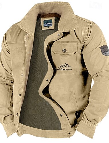  Herren Leichte Jacke Sommerjacke Hemdjacke Einsatzjacke Outdoor Urlaub Verschleißfest Mehrere Taschen Frühling & Herbst Berg Mode Klassisch Revers Regulär Khaki Armeegrün Dunkelblau Jacken