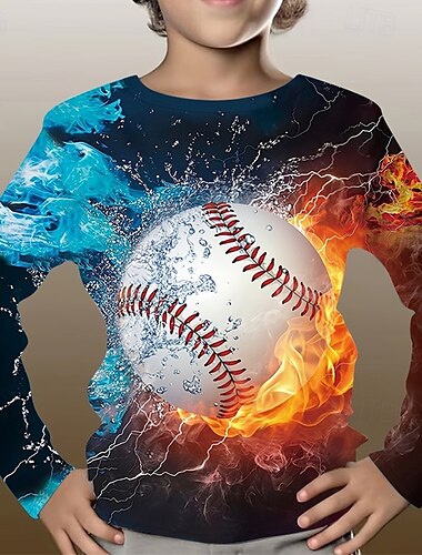  Jungen 3D Graphic Pullover Langarm Frühling Herbst Modisch Basic kinderkleidung 4-12 Jahre Rundhalsausschnitt Outdoor Casual Täglich Regular Fit