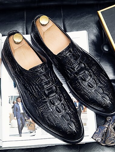  Oxford-Schuhe für Herren mit Krokodilmuster – formelle Schnürschuhe aus Kunstleder für das Business und besondere Anlässe