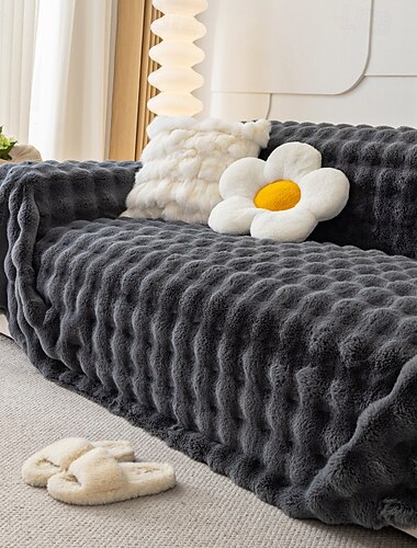  1 Sofabezug aus Kaninchenfellimitat – ultraweiche und luxuriöse Textur – bietet behagliche Wärme und Stil – schützt Ihr Sofa vor Flecken und Kratzern – einfach anzubringen und zu entfernen – perfekt