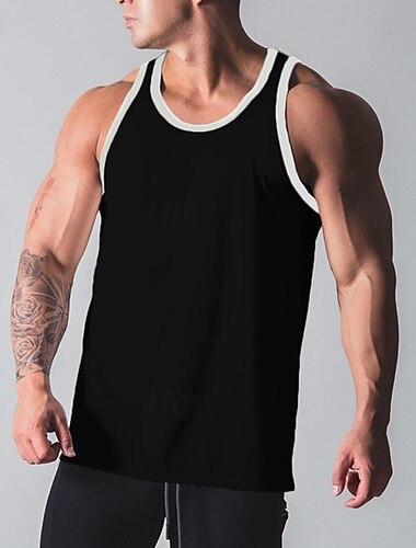  Hombre Camiseta sin mangas de entrenamiento Camiseta sin mangas Running Camiseta sin mangas de gimnasio Empalme Sin Mangas Chalecos Casual Ropa Deportiva Algodón Transpirable Secado rápido Suave