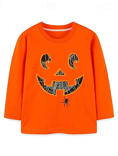  ハロウィーン 男の子 3D グラフィック SPIDER Ｔシャツ 長袖 春 秋 ファッション ベーシック ポリエステル リトルキッズ(4〜7歳) 4～7歳 クルーネック アウトドア カジュアル 日常 レギュラー