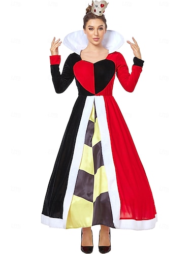  Alice in Wonderland Sprookje Hartenkoningin De rode koningin Venijn Jurken Cosplay Film cosplay for Dames Volwassenen Carnaval Maskerade Prestatie Evenement / Feest