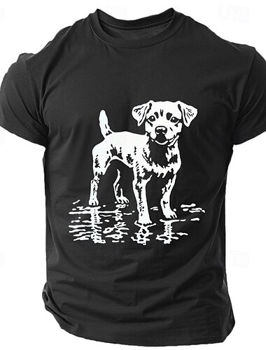  Herren Tiermotiv Hund T Shirt T-Shirt 100% Baumwolle Kurzarm Grafik Hemd Schwarz Armeegrün Dunkelblau Bequemes T-Shirt Straße Sport im Freien Modedesigner-Kleidung