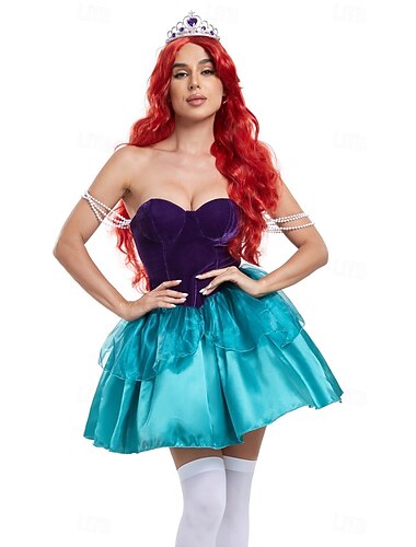  Die kleine Meerjungfrau Prinzessin Ariel Kleid Kostüm Sexy Kostüm Verkleiden Film Cosplay for Damen Erwachsene Maskerade Party / Abend Junggesellinnenabschiedsparty