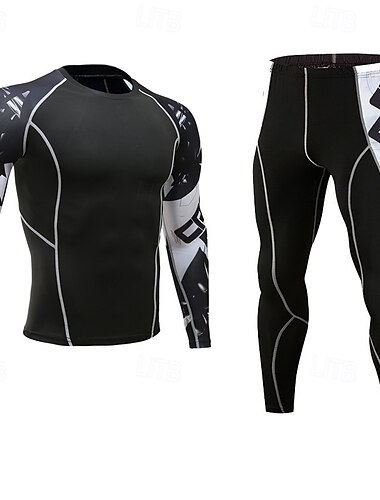  Herren Trainingsanzug Jogginganzug 2 teilig Casual Herbst Langarm Atmungsaktiv Schnelltrocknend Fitness Fitnesstraining Laufen Sportbekleidung Sportkleidung Farbblock Schwarz Gelb Rot