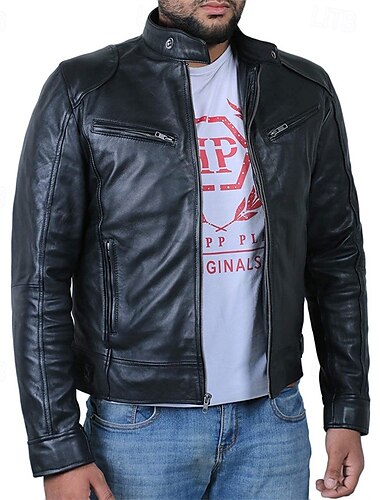  Herren Kunstlederjacke übergangsjacke Bikerjacke Rote Lederjacke Urlaub Täglich Winddicht Warm Tasche Herbst Winter Einfach Mode Klassisch Stehkragen Regulär Kunstleder Schwarz Weiß Wein Dunkelgrün
