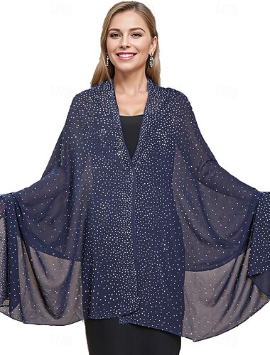  dames strass sjaals en omslagdoeken voor avondjurken, pailletten chiffon sjaals en omslagdoeken voor bruiloften formele sjaal sjaal