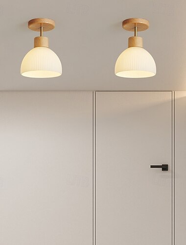  led pendellys 3-farget lyskilde 18cm nordisk enkelthode tre takbelysning i japansk stil e27 moderne enkel innfelt taklampe armatur gang trapp gang dekorasjon 85-265v