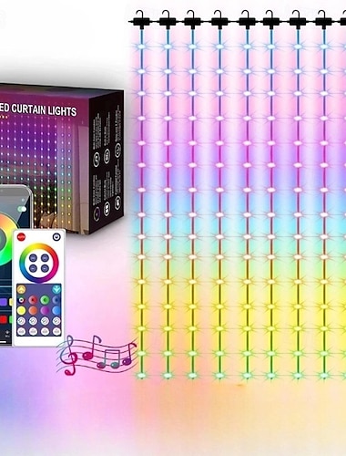  κομψή δεξίωση γαμήλιου πάρτι bluetooth rgb φάντασμα κουρτίνας – powered usb 300/450 led με δερμάτινο νήμα led φώτα χορδές για διακόσμηση πάρτι