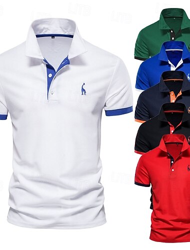 Homens Camisa de golfe pólo de golfe Trabalho Casual Lapela Manga Curta Básico Moderno Veado Botão Bordado Primavera Verão Normal Verde Depressão Preto Branco Vermelho Azul Marinho Azul Royal Camisa   Homens Camisa de golfe pólo de golfe Trabalho Casual Lapela Manga Curta Básico Moderno Veado Botão Bordado Primavera Verão Normal Verde Depressão Preto Branco Vermelho Azul Marinho Azul Royal Camisa
