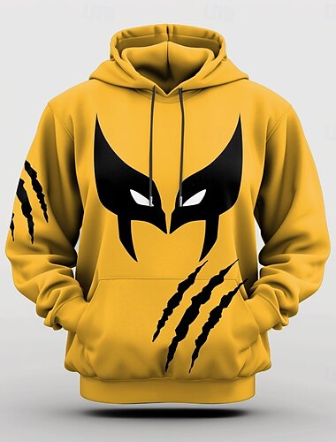  Hombre Graphic Mueca Sudadera Sudaderas Sudadera Manga Larga Sudadera con capucha Con Capucha Fresco Impresión 3D Amarillo Otoño Invierno Diseñador