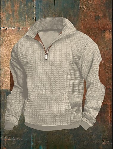  Per uomo Felpa Felpa con cerniera a un quarto Nero Grigio mezza cerniera Liscio Tasche Sportivo Giornaliero Per eventi Streetwear Fantastico Informale Primavera & Autunno Abbigliamento Felpe con