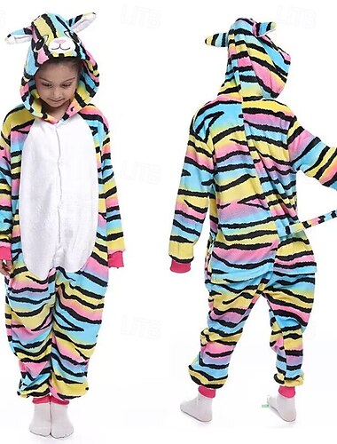  Kinder Tier Onesie-Kostüm Faschingskostüme Karton Hase Kaninchen Hund Pyjamas-Einteiler Kigurumi-Pyjamas Charme Lustiges Kostüm Für Jungen und Mädchen Karneval Karikatur