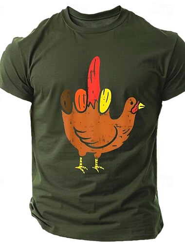  Herren Tiermotiv Lustig Türkei T Shirt T-Shirt 100% Baumwolle Kurzarm Grafik Hemd Schwarz Armeegrün Dunkelblau Bequemes T-Shirt Straße Sport im Freien Modedesigner-Kleidung