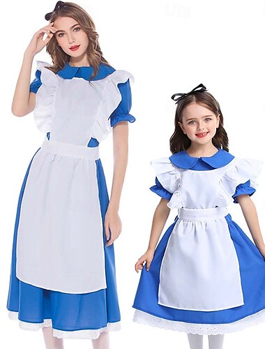  Alice in Wonderland Alice Kleid Halloween-Gruppen-Familienkostüme kinderkleidung Erwachsene Damen Mädchen Party Halloween Karneval Einfache Halloween-Kostüme